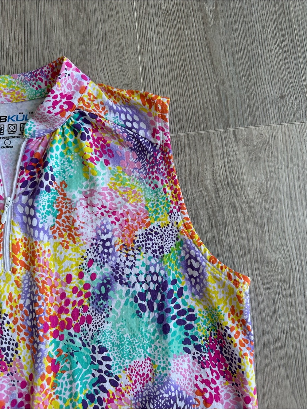 IBKUL Print Sleeveless Golf Dress Size L UPF 50+ Cool Feel Quick Dry Two Way Air - Picture 5 of 8